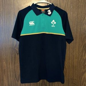 Ireland supporter rugby polo, men’s small, black green and gold